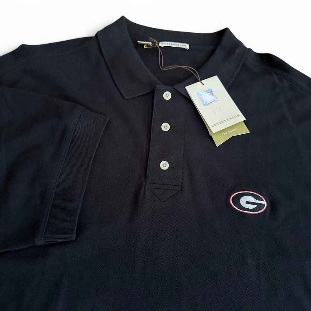 Cutter & Buck Georgia Bulldogs Black Cotton Polo Shirt Men's XXL NEW NWT!